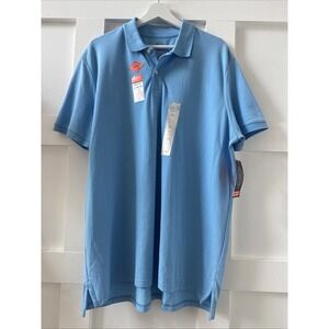St. Johns Bay Shirt Comfort Flex Polo Mens XL Blue Rugby Golf Soft Stretch NEW